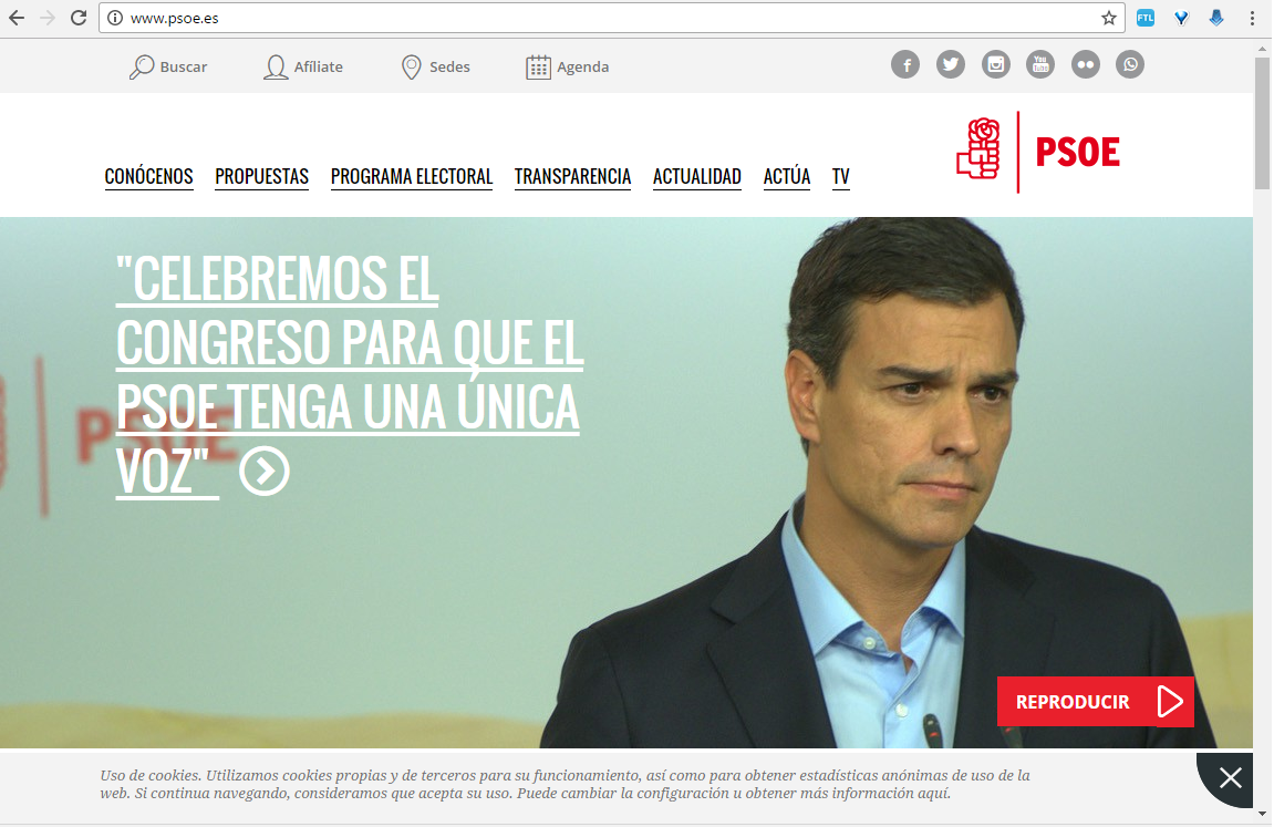PSOE web Sanchez triste