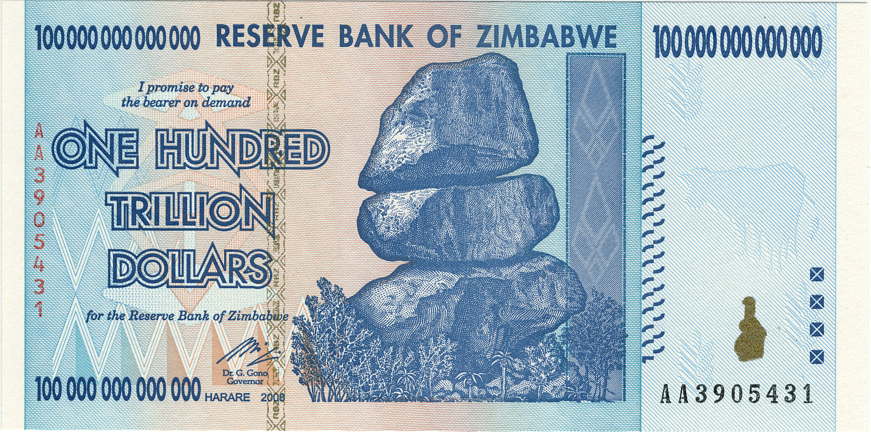 Zimbabwe 100 trillion 2009 Obverse