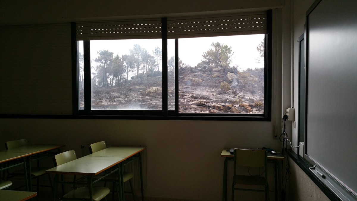 Monte ardido desde clase