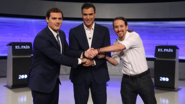 Albert Rivera, Pedro Sánchez y Pablo Iglesias