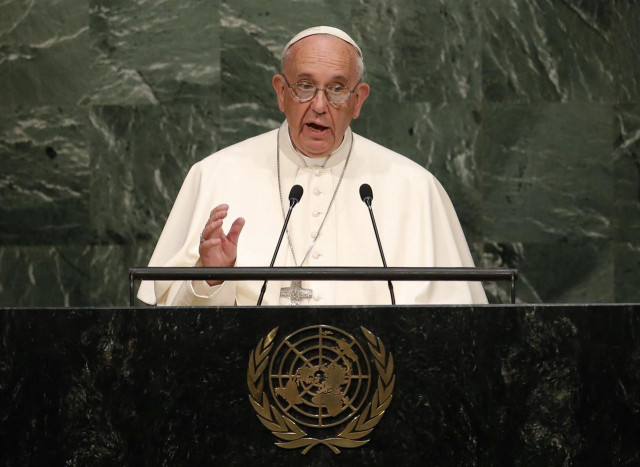 Papa Francisco durante su discurso en la ONU 