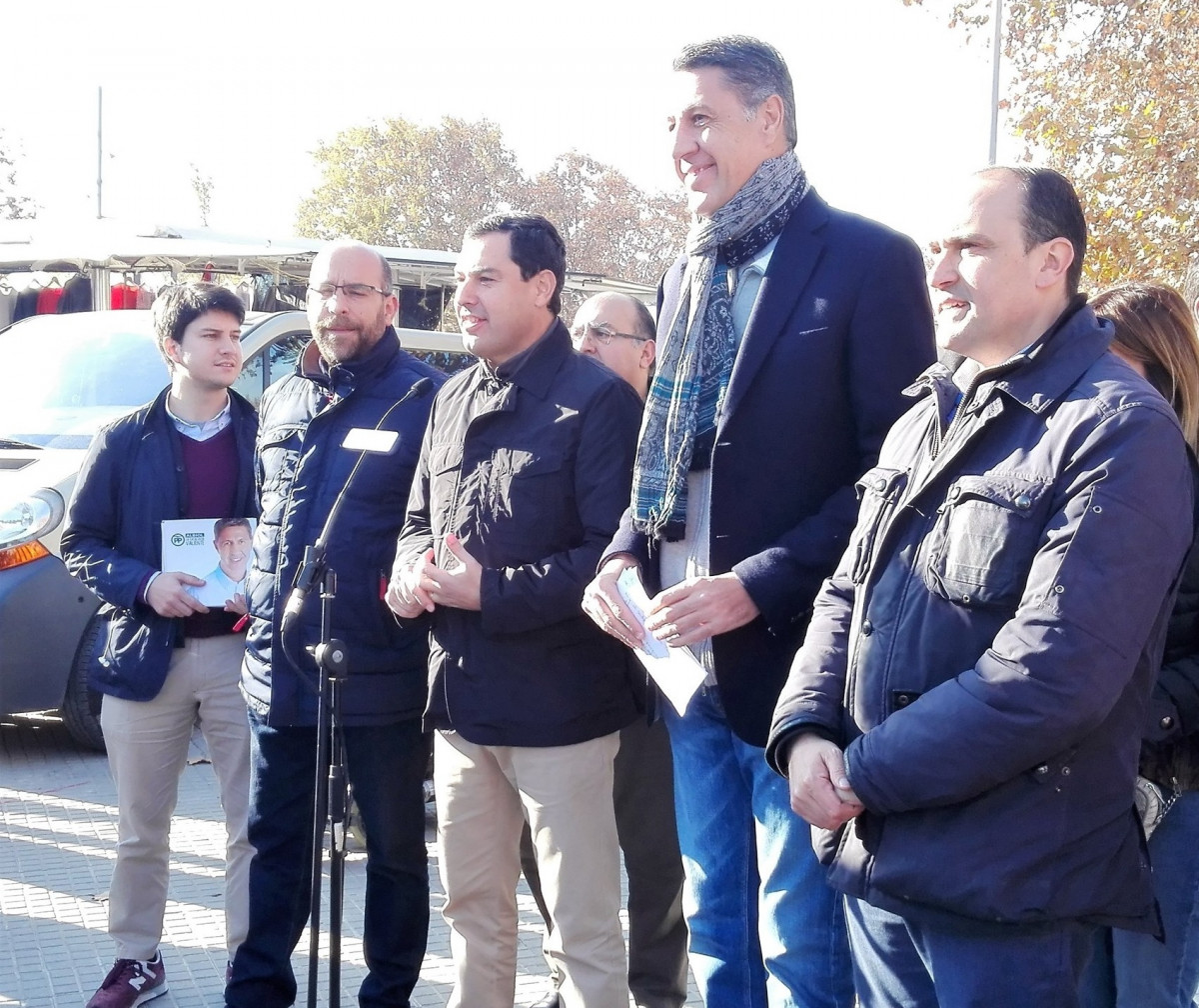 Xavier Garcia Albiol y Juanma Moreno (PP) en un acto electoral (El Prat)