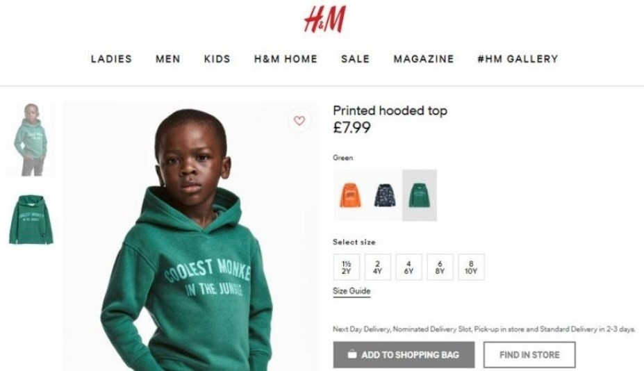 Sudadera de H&M calificada de racista