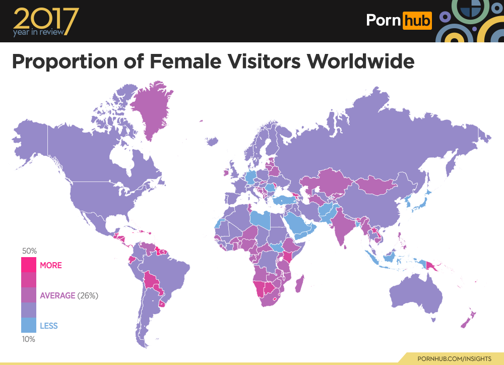 3 pornhub insights 2017 year review female proportion map