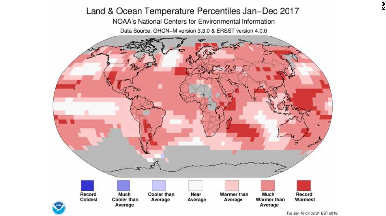 Temperaturas mundiales en 2017