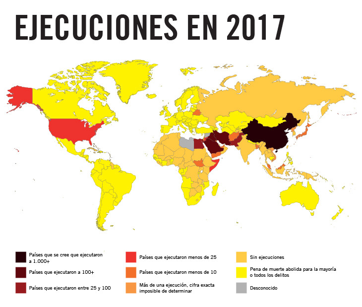 Mapa pena de muerte 2017