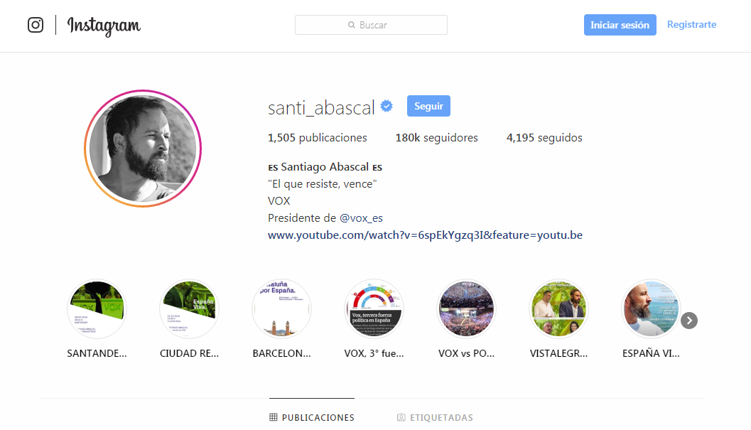 Instagram de Santiago Abascal