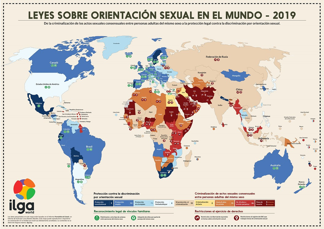 Ilga mapa leyes sobre orientacion sexual mundo 2019