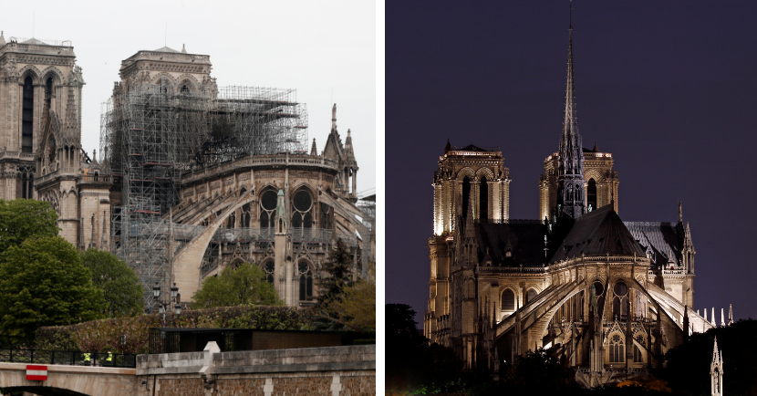 Notre Dame antes y despuu00e9s del incedio