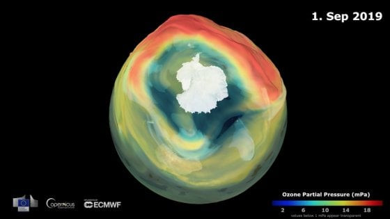 Imagen de la capa de ozono el 1 de septiembre de 2019