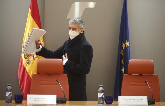El ministro de Interior, Fernando Grande-Marlaska, en la presentación del balance de siniestralidad de 2020