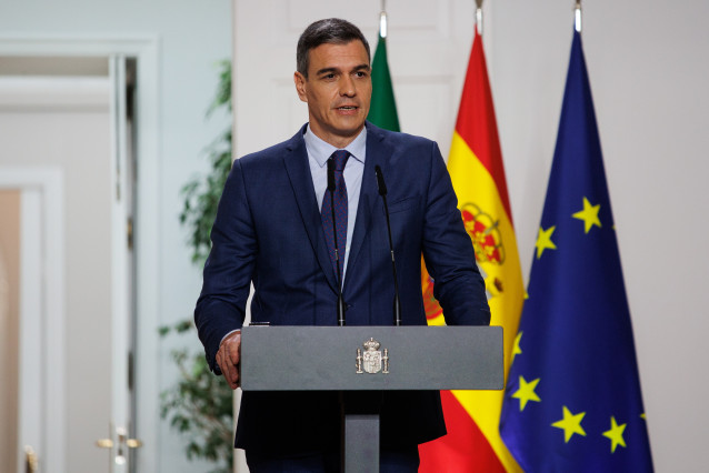 El presidente del Gobierno, Pedro Sánchez, comparece en una rueda de prensa tras una reunión, en el Complejo de la Moncloa, a 15 de abril de 2024, en Madrid (España).
