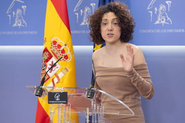 Archivo - La portavoz de En Comú Podem, Aina Vidal, durante una rueda de prensa anterior a la reunión de la Junta de Portavoces, en el Congreso de los Diputados, a 12 de marzo de 2024, en Madrid (España).