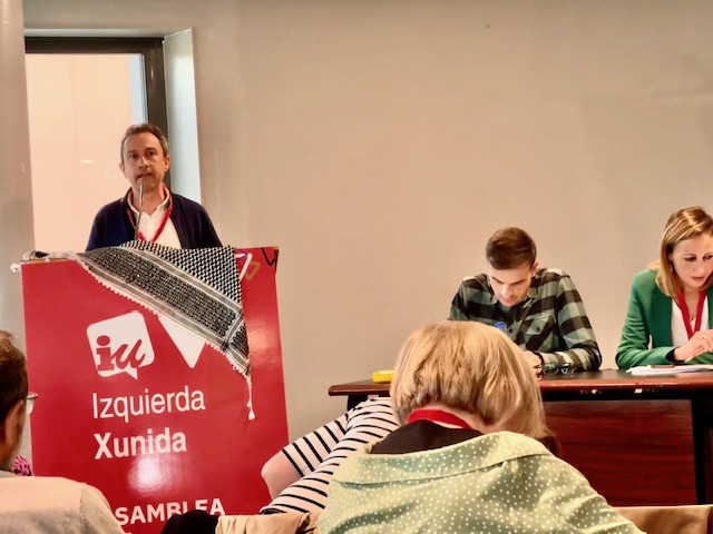 El coordinador general de IU Asturias, Ovidio Zapico, en la reunión preparatoria de cara a la próxima Asamblea Federal.