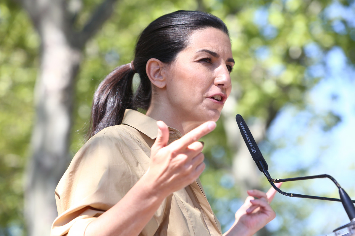 La candidata de Vox a la Presidencia de la Comunidad de Madrid, Rocío Monasterio, durante un acto en Boadilla del Monte.