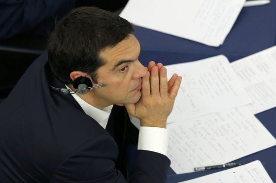 Tsipras este martes en el debate en el Parlamento Europeo
