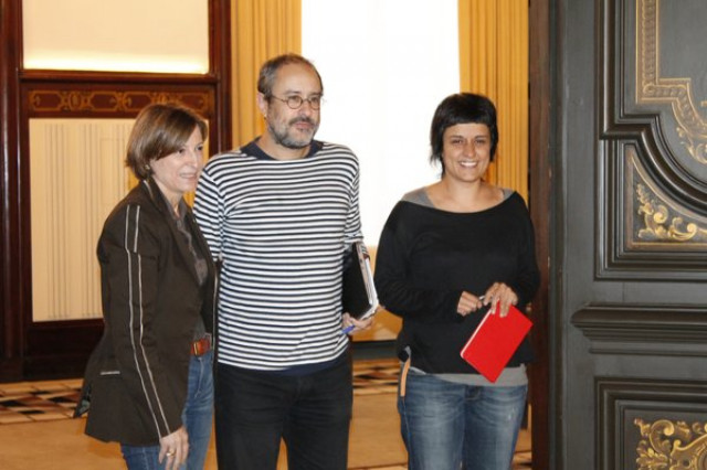 Carme Forcadell, Antonio Baños y Anna Gabriel