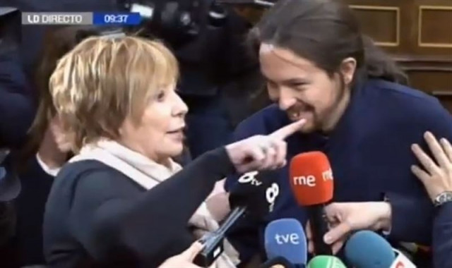 Celia Villalobos y Pablo Iglesias