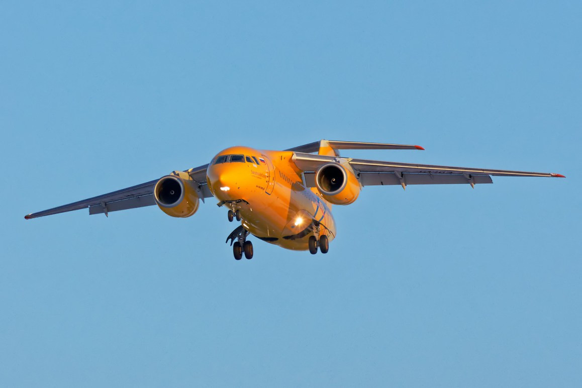 Saratov Airlines Antonov An 148 RA 61703 on final approach at Irkutsk Airport