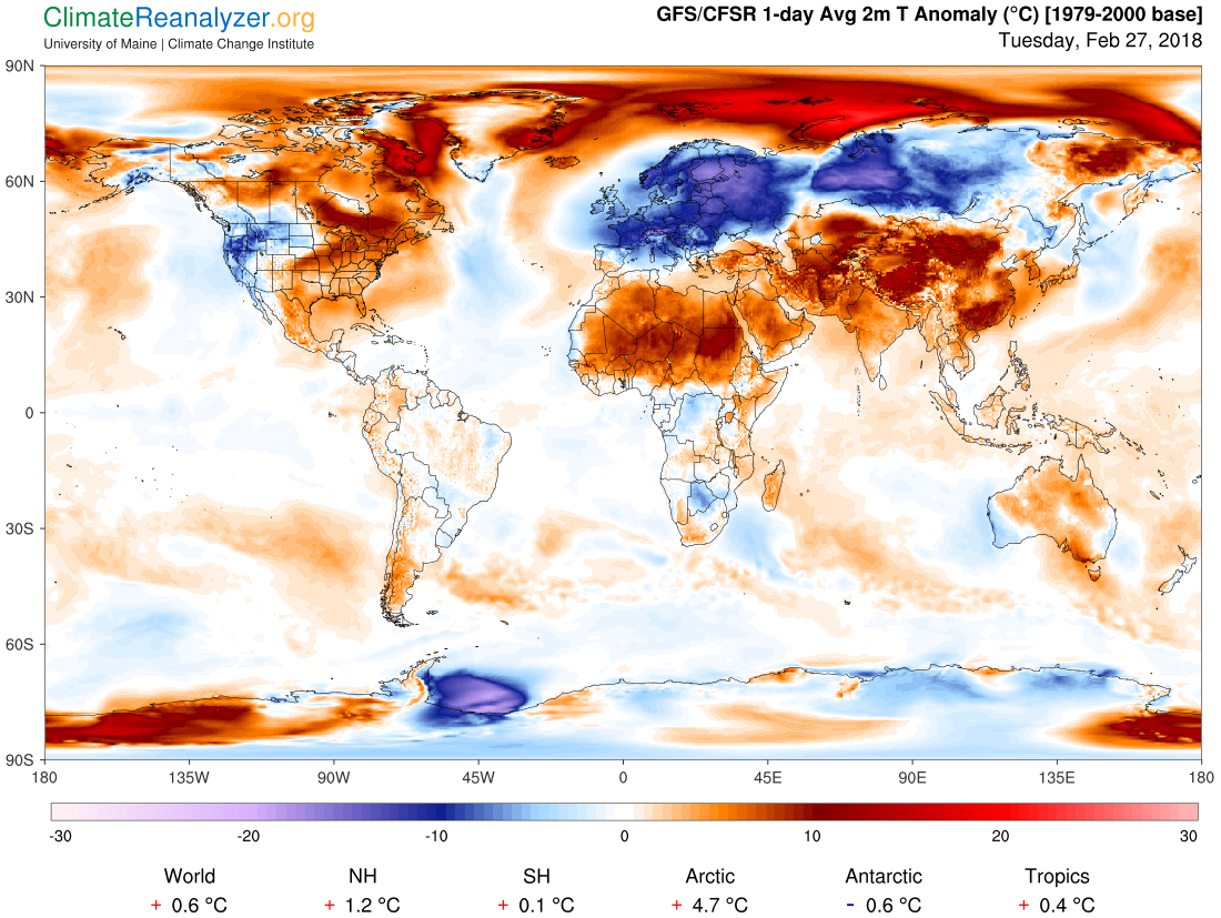 Gfs world ced t2anom 1 day