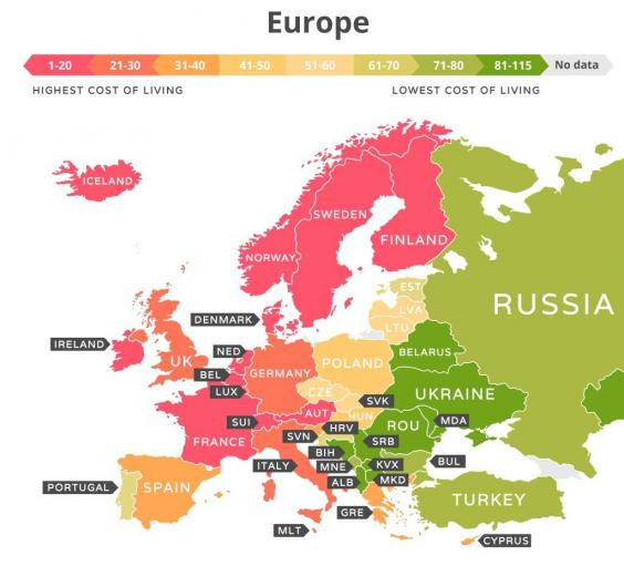 Coste de la vida en Europa