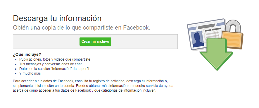 Descargar una copia de tus datos de Facebook