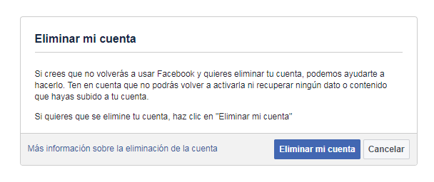 Eliminar definitivamente Facebook