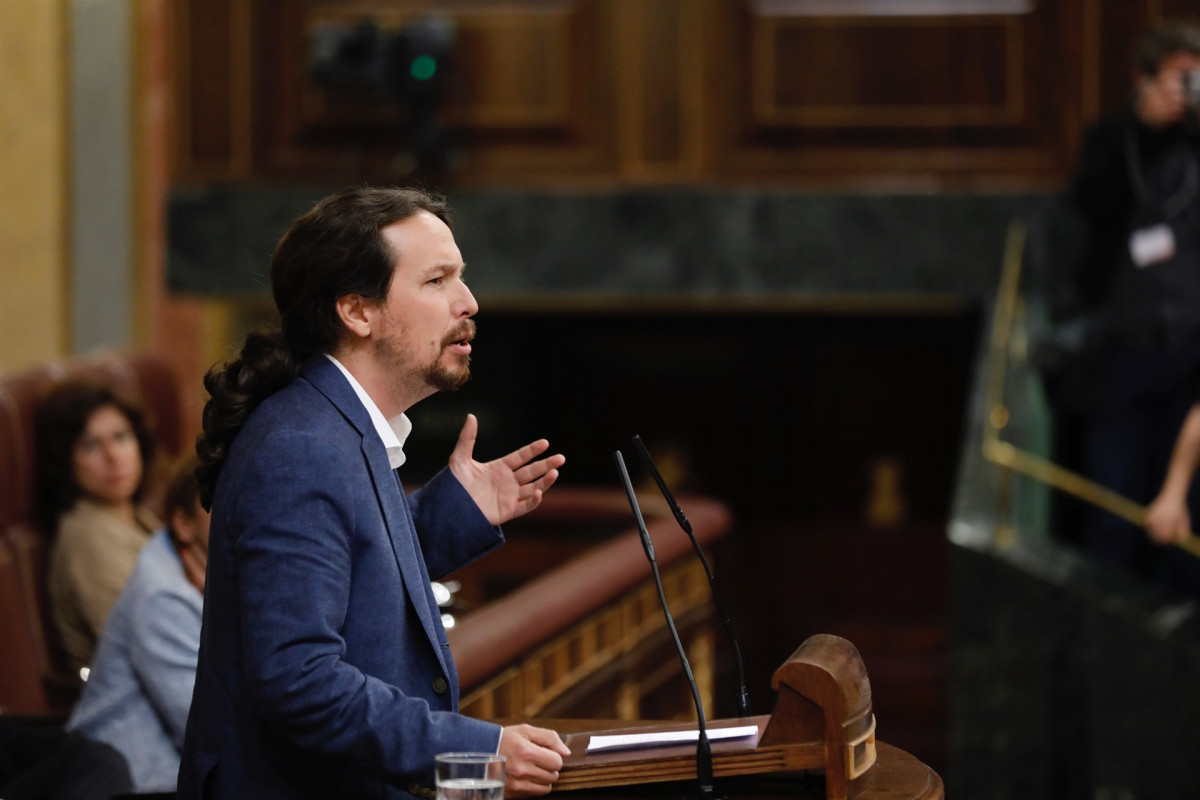 Pablo Iglesias en la mociu00f3n de censura contra Rajoy