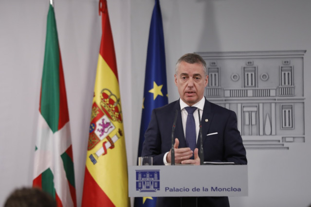 Rueda de prensa en la Moncloa del presidente del Gobierno vasco, Iñigo Urkullu