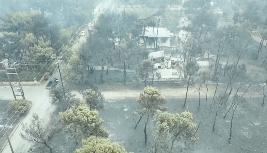 Imu00e1genes a vista de dron de los incendios de Grecia