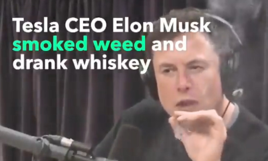 Elon Musk funa marihuna  en directo