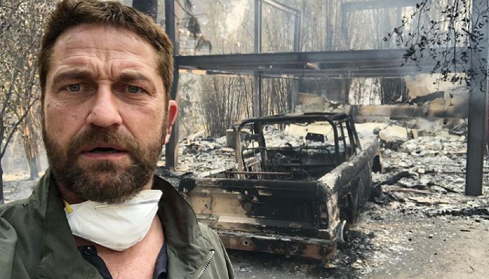 Gerard Butler publica la imagen de su casa de Malibú totalmente quemada