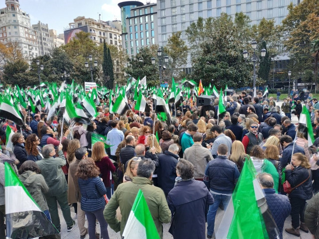 Extremeños en la manifestación convocada por el PP en Madrid por un tren digno
