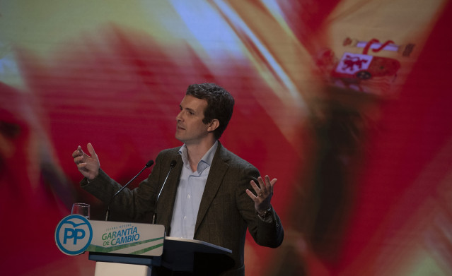 Mitin del presidente del PP, Pablo Casado, en Lucena, Córdoba