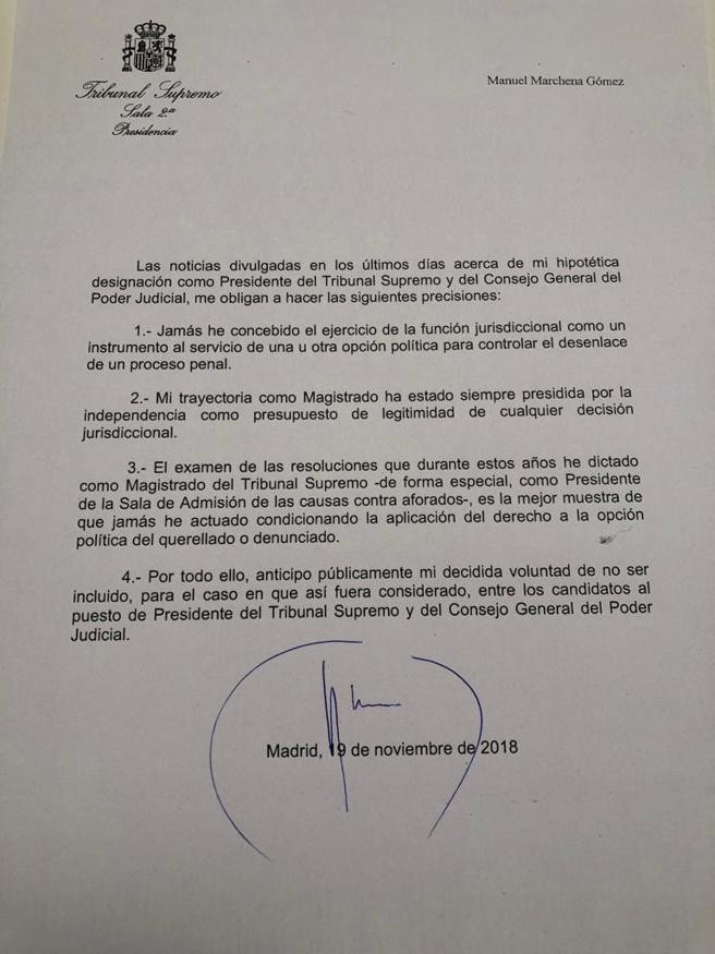 Comunicado del juez Marchena