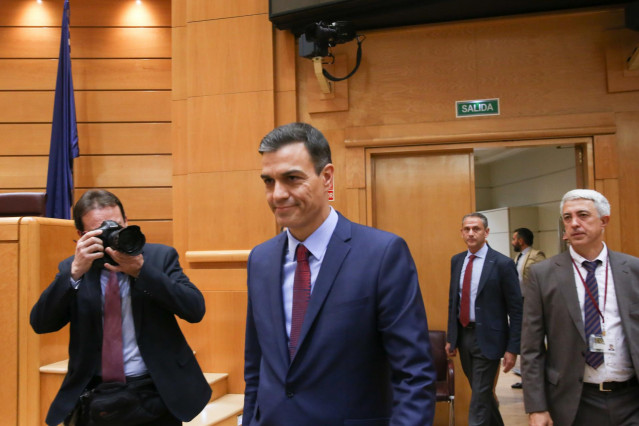 Pedro Sánchez en sesión de control al Gobierno en el Senado