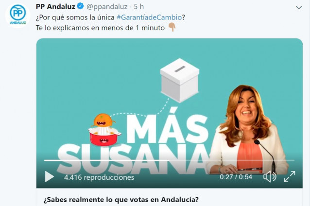 Pantallazo del vídeo del PP-A de cara a las elecciones andaluzas