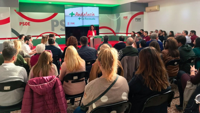 María Jesús Montero en un acto de campaña