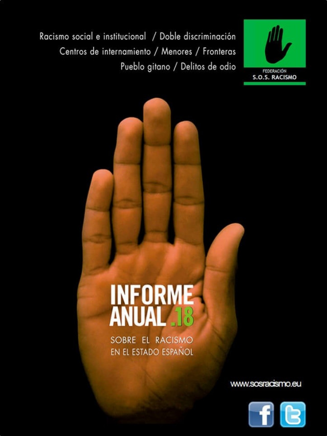 Portada del informe de SOS Racismo 2018.
