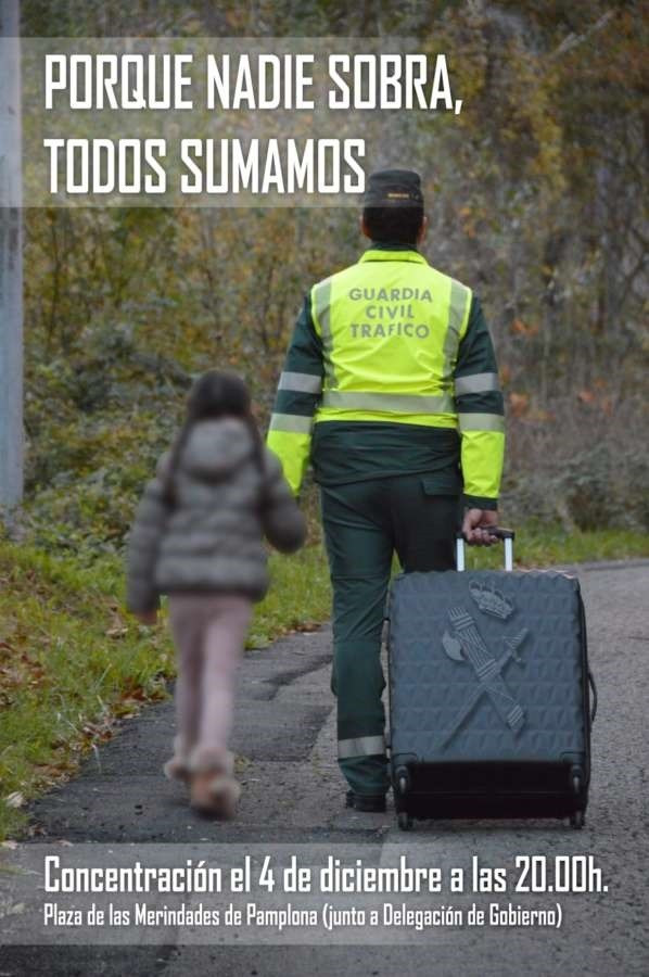Cartel de la manifestación de guardias civiles en Pamplona