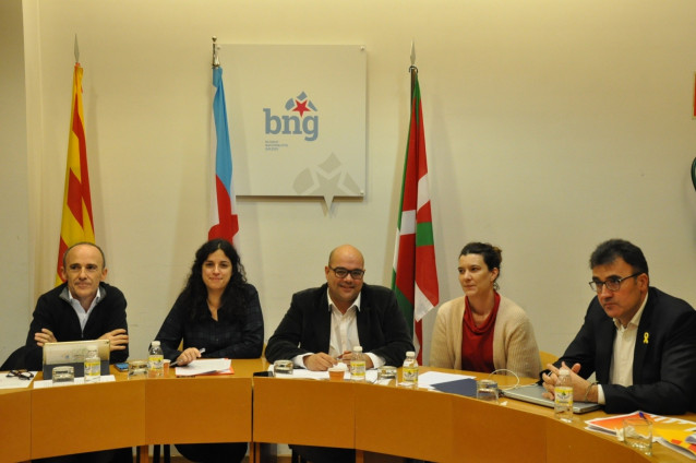 Reunión de BNG, Bildu y ERC en Santiago de Compostela para abordar una lista
