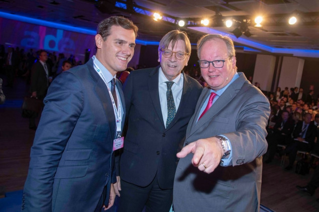 Albert Rivera, Guy Verhofstadt y Hans van Baalen