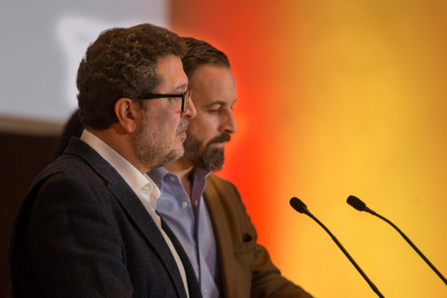 Serrano y Abascal, en su intervención este lunes tras las elecciones