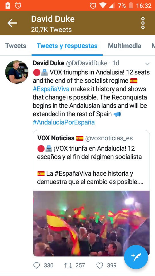 David Duke felicita a Vox