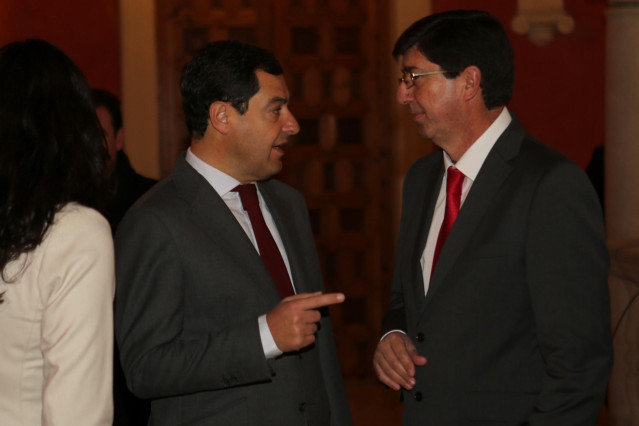 Juanma Moreno (PP-A) y Juan Marín (Cs), en una imagen de archivo.