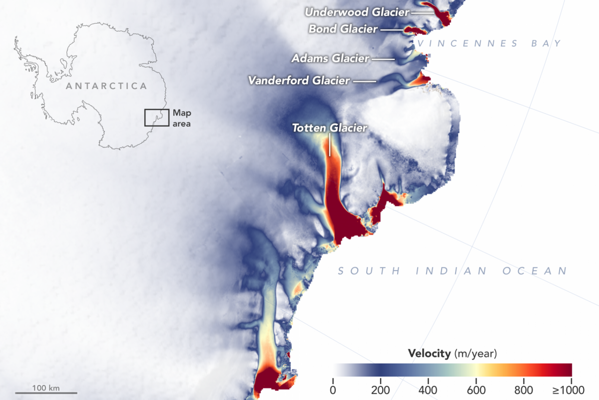 Grupo de glaciares al este de la Antu00e1rtida se estu00e1n derritiendo