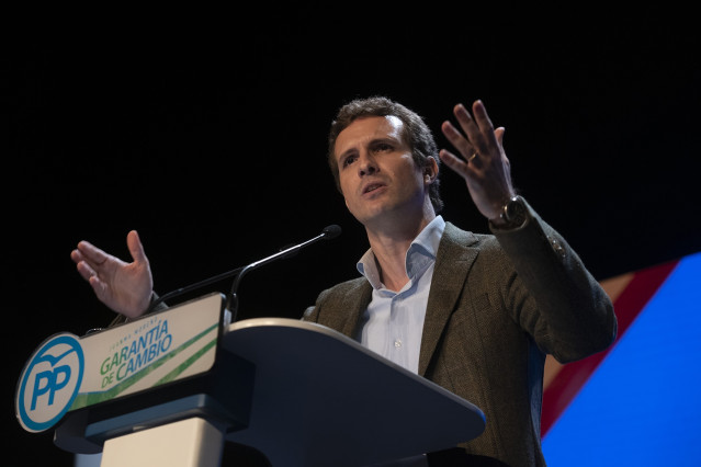 Mitin del presidente del PP, Pablo Casado, en Lucena, Córdoba