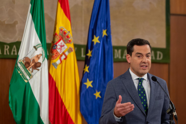 Intervención a los medios del presidente del PP-A, Juanma Moreno.