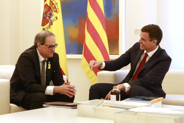 Pedro Sánchez recibe a Quim Torra en La Moncloa
