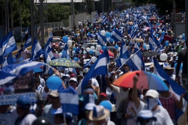 Manifestación contra el Gobierno nicaragüense el 16 de septiembre